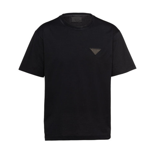 PRADA/普拉达 22年早春新款 男士黑色纯棉短袖T恤UJN782_1Z5X_F0002_S_221