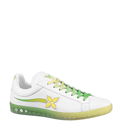 Louis Vuitton/路易威登 22年早春新款 LUXEMBOURG SAMOTHRACE系列 男士白色/黄色小牛皮彗星花朵图案运动鞋1A9G28