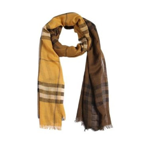 BURBERRY/博柏利 女士黄色羊毛拼色围巾围脖 3931696