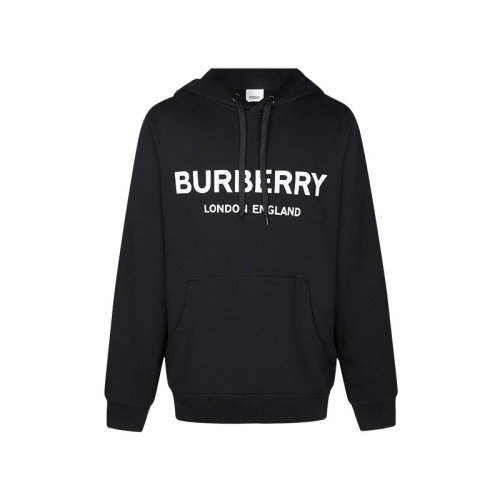 BURBERRY/博柏利 巴宝莉男装 男士黑色棉质印花字母LOGO连帽秋冬卫衣 80095091