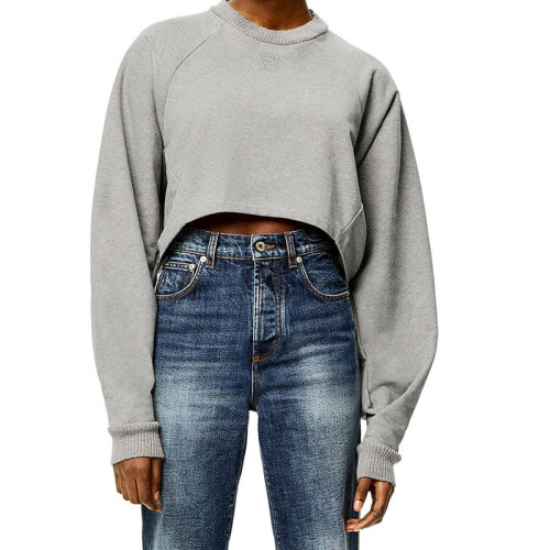 LOEWE/罗意威 22年秋冬新款 女士灰色混色棉质抓绒圆领蝙蝠袖无帽卫衣S359Y24X13-1440