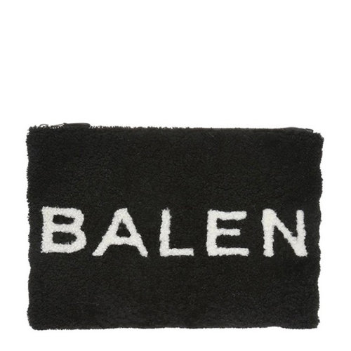 Balenciaga 巴黎世家   女士黑色羊皮字母印花商务休闲手拿包