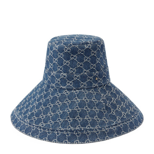GUCCI/古驰 女士蓝色水洗牛仔布宽檐帽 6319583HAAH4900