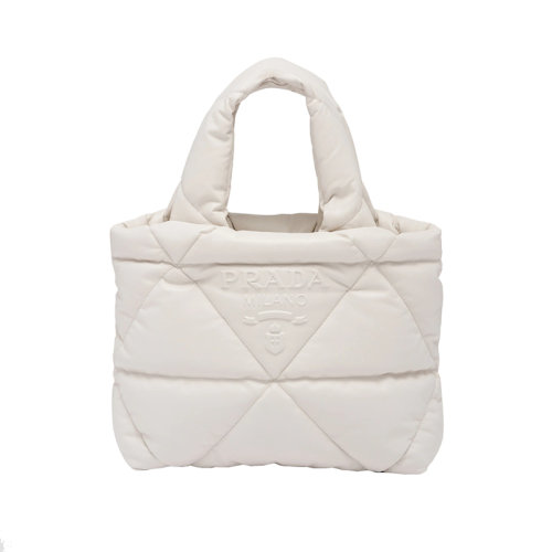 PRADA/普拉达 22新款 女士白色绗缝纳帕皮革拆卸调节肩带金属饰品字母徽标手提斜挎托特包1BG434_2DYI_F0009_V_XAO