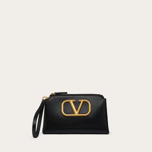  VALENTINO华伦天奴 22年秋冬 女士 手拿包 POCHETTE VLogo SIGNATURE EN VEAU XW2P0X38ZXL0NO