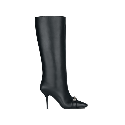 Givenchy/纪梵希 22年秋冬新款 G Woven系列 女士黑色光滑牛皮革高跟长靴BE7029E1HJ-001
