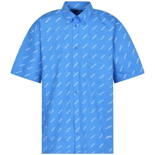 Balenciaga/巴黎世家 男士蓝色棉质短袖衬衫 534332 TBL96 7560