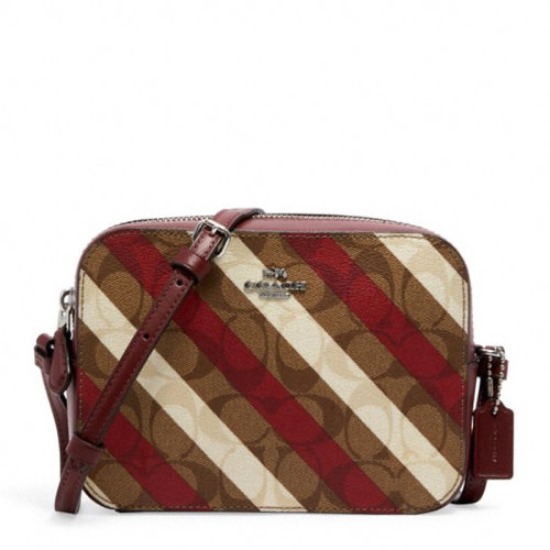 COACH/蔻驰 女士拼色PVC配皮时尚斜条纹装饰斜挎包单肩包手提包女包 C1387SVOT8