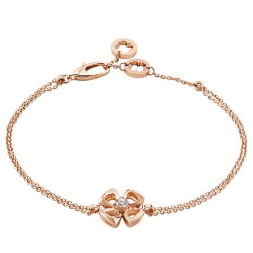 BVLGARI/宝格丽 FIOREVER系列 18K金玫瑰金镶10分钻花瓣手链 355326