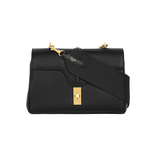 CELINE/赛琳 22新款16 TEEN系列 女士黑色小牛皮金扣配可拆卸肩带翻盖开合单肩包196853CR8.38NO