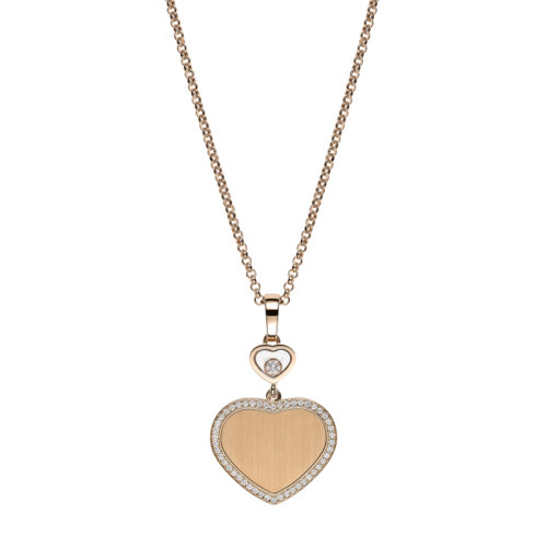 Chopard/萧邦 HAPPY HEARTS系列 007詹姆斯邦德限量合作款 18K金玫瑰金金色的心镶钻项链 79A007-5921
