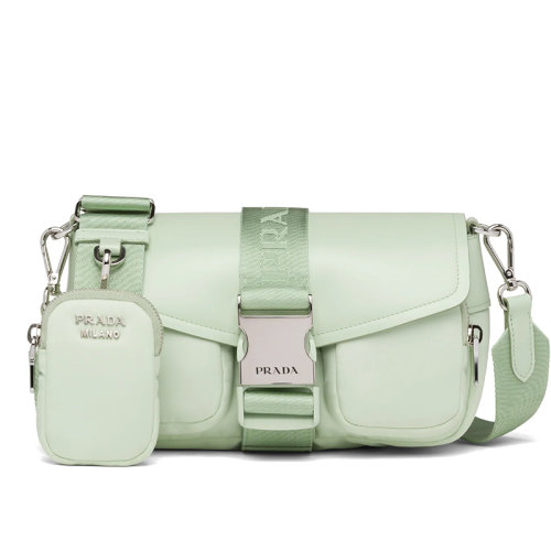 PRADA/普拉达 水绿色再生尼龙拼接皮革斜挎单肩包1BD295_789_F0934_V_BFO
