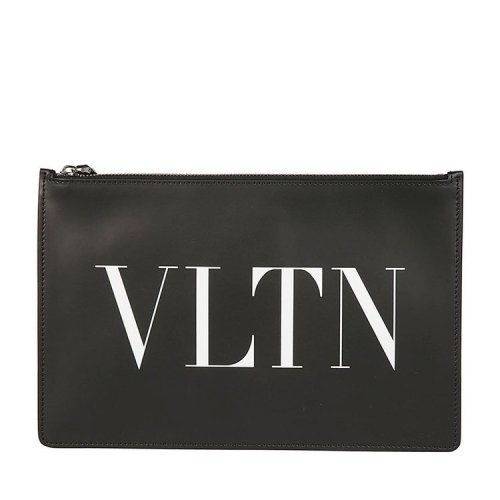 Valentino/华伦天奴  男包男士黑色皮革时尚经典品牌LOGO拉链手拿包  RY2P0483LVN 0NO