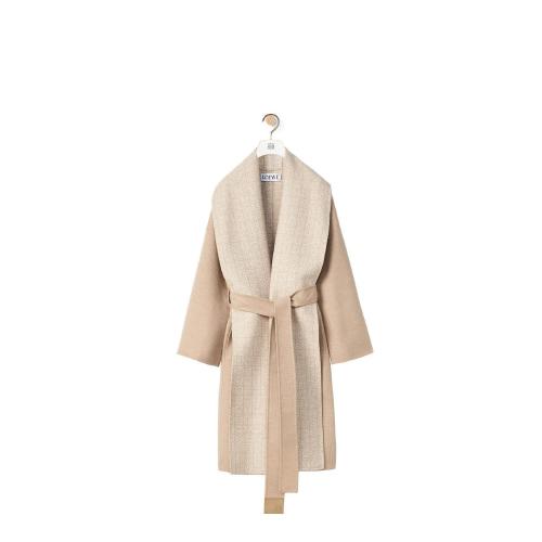  LOEWE罗意威 22年秋冬 女士 大衣 Anagram jacquard belted coat in wool S359Y01X65-2147