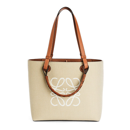 LOEWE/罗意威   Small Anagram Tote系列 女士小号浅褐色/棕褐色Anagram提花牛皮手提单肩斜挎包0010553105