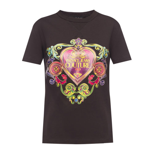 VERSACE JEANS/范思哲牛仔 女士黑色棉质印花装饰圆领短袖上衣T恤 B2HVB7E0-30311-899