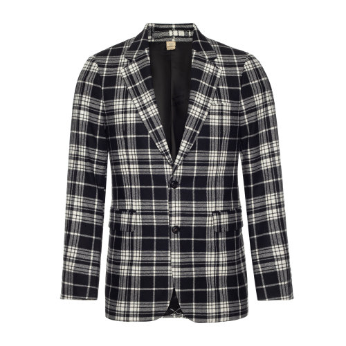 BURBERRY/博柏利 巴宝莉 山羊绒黑白格纹单件西装 男装 男士西装 男士西服 瑕疵特卖(陈列痕迹,不影响使用)