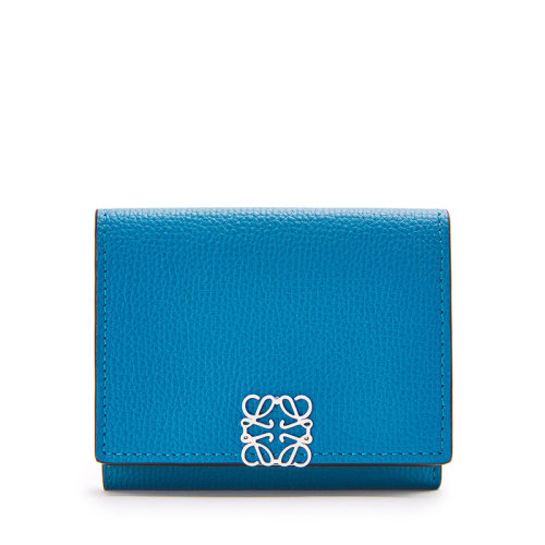LOEWE/罗意威  女士泻湖蓝卵石纹小牛皮按扣三折钱包0010593762