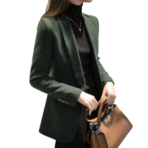 GeleiStory/GeleiStory优雅系列墨绿色调羊毛呢修身显瘦西服外套 女女士外套＞女士大衣