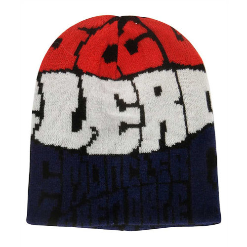 Moncler/蒙克莱 女士拼色羊毛羊绒混纺字母徽标印花无檐帽针织帽毛线帽豆豆帽女帽 9973400-A9158-985