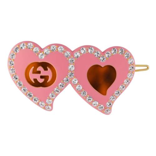  GUCCI古驰 22年秋冬 女士 互扣式双G爱心发夹 679030 I9354 8520