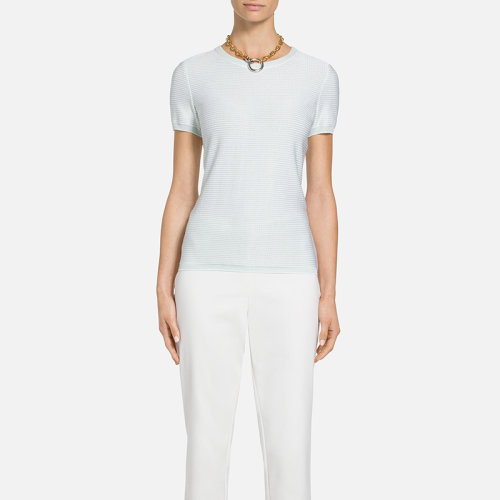 St.John/盛蔷白色女士针织衫/毛衣短袖T恤K51Z062