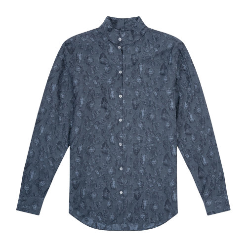 Emporio Armani 男士 灰蓝色 纯色衬衫  91CF2L-9122C-041