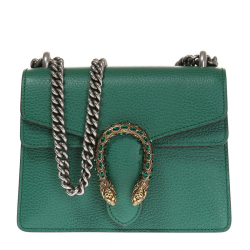 GUCCI/古驰  DIONYSUS系列女士绿色粒面皮革金属徽标虎头马刺扣链条包单肩包斜挎包酒神包女包 421970-CAOGX-3120