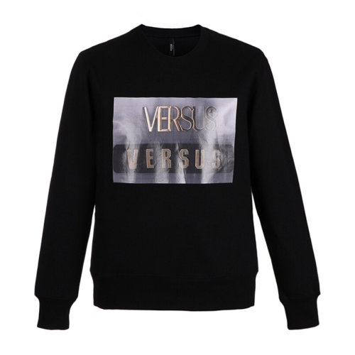 VERSACE/范思哲 男士黑色棉质经典字母徽标印花装饰圆领长袖上衣卫衣运动衫套头衫 BU90627-BJ10389-B1008
