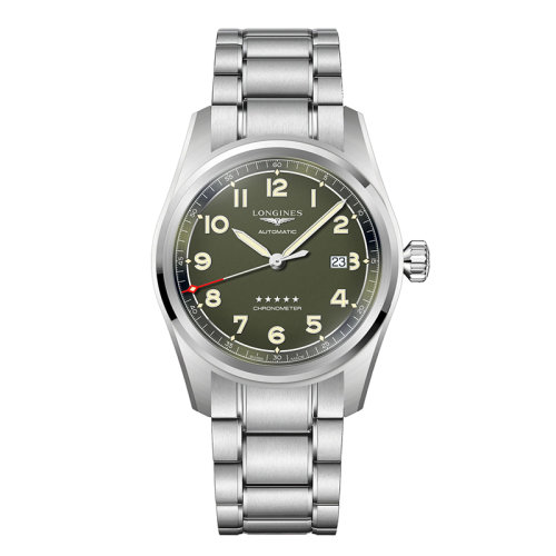 LONGINES/浪琴 先行者系列 男士哑光绿自动机械精钢防刮蓝宝石水晶镜面腕表42毫米L3.811.4.03.6