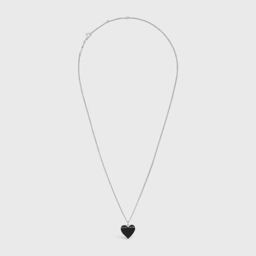  CELINE赛琳思琳 22年秋冬 男士 项链 Lucky Lovers铑银色饰面银和珐琅项链 46Z506SSE.38NS