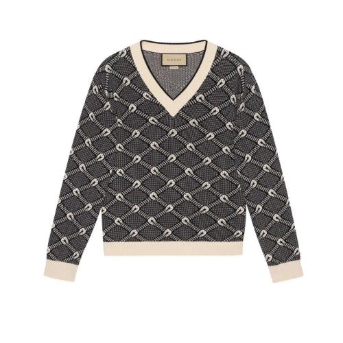  GUCCI古驰 22年秋冬 男士 棉毛混纺提花毛衣 703112 XKCCW 1289