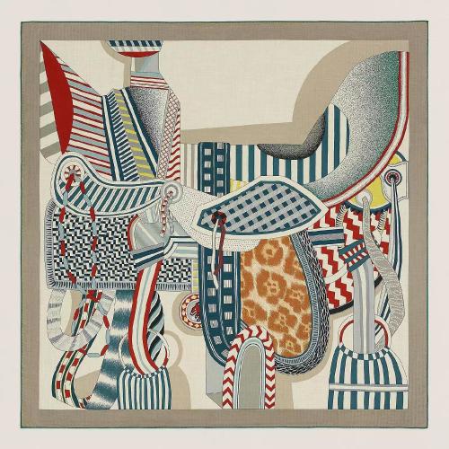  HERMES爱马仕 22年秋冬 女士 披肩 Chale 140 La Selle Imaginaire H243846S 01