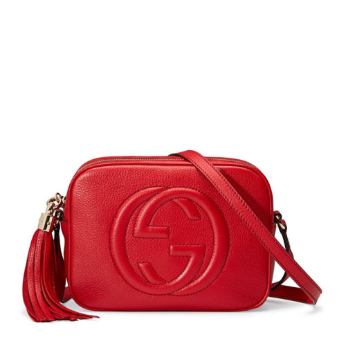 GUCCI/古驰 Disco bag系列女士米棕色粒面皮革经典双G徽标图案流苏吊坠单肩包斜挎包女包 308364-A7M0G 多色可选