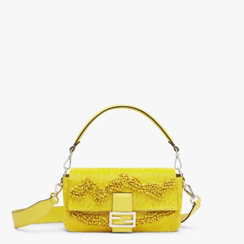  FENDI芬迪 22年秋冬 女士 单肩包 黄色宝石和串珠Re-Edition限定手袋 8BR600AM2UF0KNA