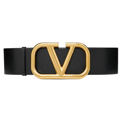 Valentino/华伦天奴 女士黑色/纯红色闪亮小牛皮标志性VLOGO腰带 70毫米ZW2T0S10ZFR0SM