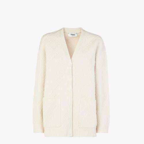  FENDI芬迪 22年秋冬 女士 针织衫 白色人造丝开衫 FZC944ALOHF1IHA