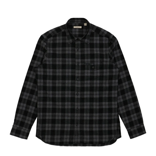 BURBERRY/博柏利 巴宝莉 男士 服装  灰色翻领格纹长袖衬衫 男士长袖衬衫