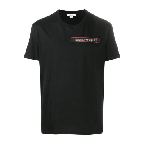 Alexander McQueen/亚历山大麦昆 男装 服饰 黑色翻领经典logo款时尚休闲开襟衫 男士短POLO