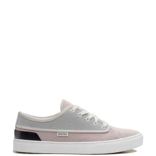 HERMES/爱马仕 22年秋冬新款 Enjoy系列 男士覆盆子色/蓝色/白色帆布和绒面山羊皮运动鞋H221910ZHBF420