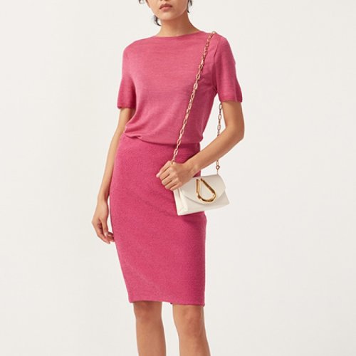 St.John/盛蔷秋冬粉色针织女士短袖T恤K51W023