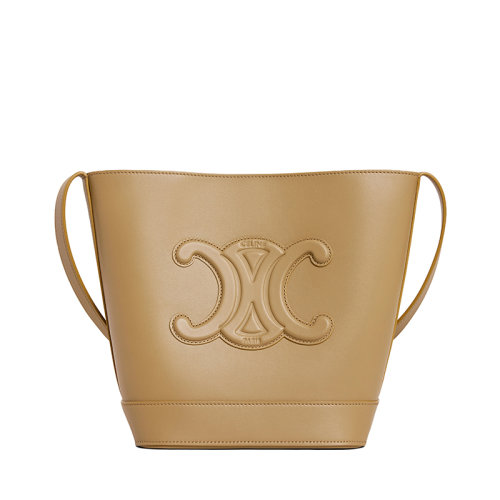 CELINE/赛琳 22新款CUIR TRIOMPHE系列 女士小号橄榄色光滑牛皮革单肩斜挎水桶包198243DU3.31OV