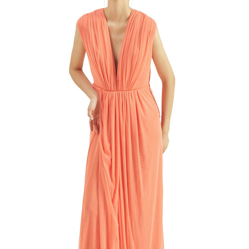 nisiss/怡夕19秋冬低胸交叠开衩长礼服女士连衣裙n111wo06