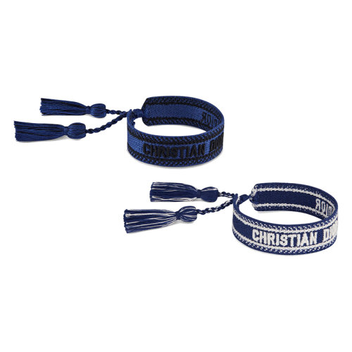 DIOR/迪奥 22新款 J'ADIOR系列 女士宝蓝色绣花棉绒球滑动开合手链套装B0961ADRCO_D29B