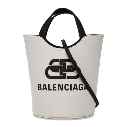 Balenciaga/巴黎世家女士白色棉质经典字母徽标印花装饰单肩包斜挎包手提包女包 599332-2HH13-9360