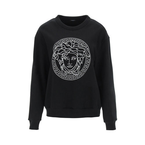 VERSACE/范思哲 女士黑色棉质经典印花装饰圆领长袖上衣卫衣 1004129-1A01174-1B000