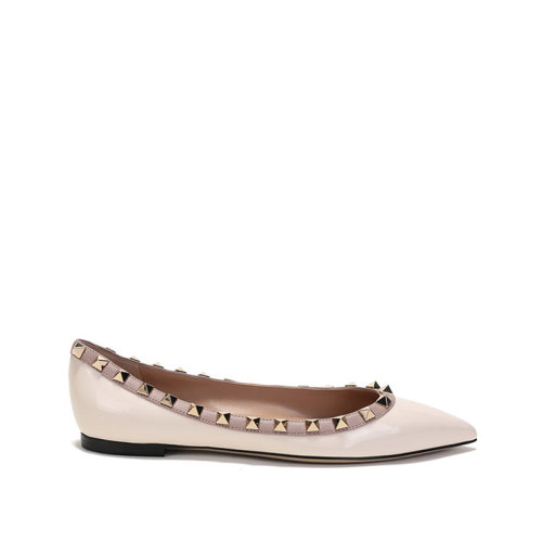 Valentino/华伦天奴 2021款 女士漆皮ROCKSTUD铆钉装饰尖头平底鞋单鞋 VW2S0403 VNW