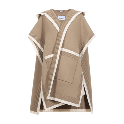BURBERRY/博柏利 女款徽标图案羊毛/羊绒连帽披肩 80315821