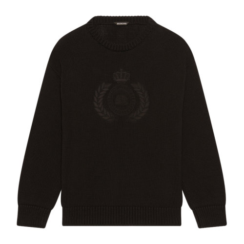 Balenciaga/巴黎世家 男女同款中性纯色棉质针织经典字母徽标刺绣双支大版型上衣毛衣圆领衫针织衫套头衫 664369-T3211 多色可选