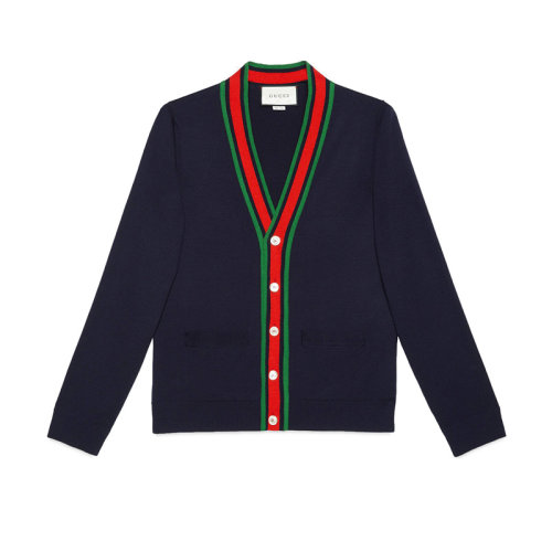 GUCCI/古驰  经典深蓝色 羊毛 男士 开衫针织衫/毛衣 576806 XKAUL 4548